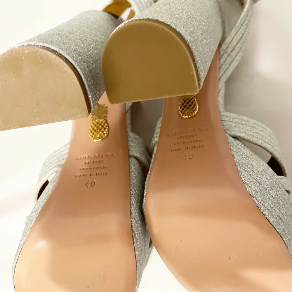 Like New Aquazzura Sundance Platform Glitter Platform Heels